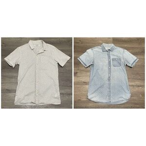 Allsaints Levant & Nytorg Short Sleeve Shirts Cotton Button Down Print Sz XS